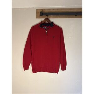 Chaps 1/4 Zip Mock Neck Sweater Pullover Red Casual Knit Men's XLT